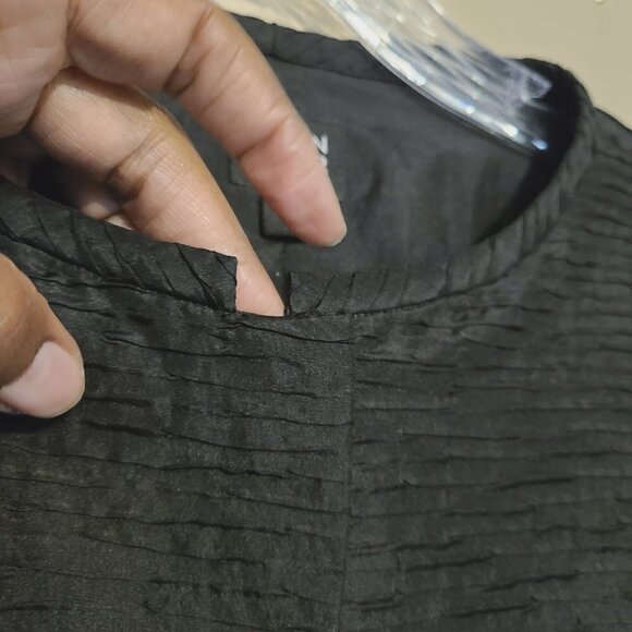 Eileen Fisher Petite | Women's 100% Silk Black Crepe Blazer Jacket (Size Small) - Picture 3 of 14